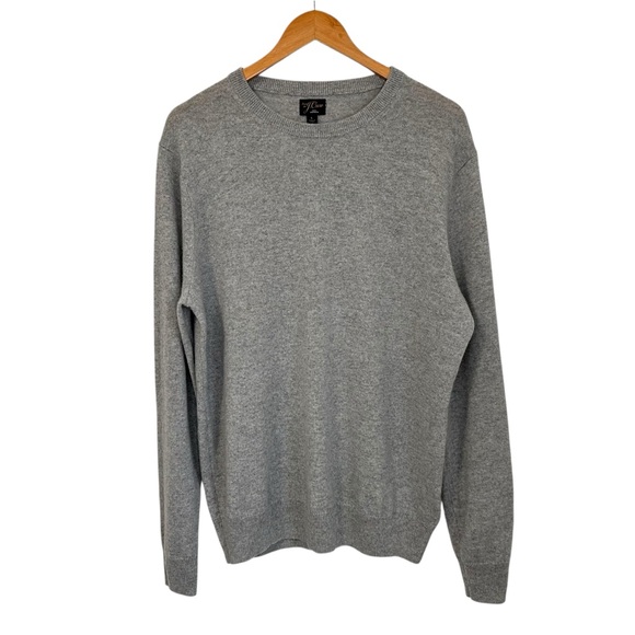 J Crew Mens Cashmere Crewneck Sweater Sz Large Gray Long Sleeve Soft Preppy